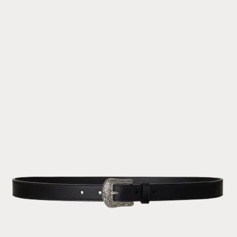 Lauren Ralph Lauren 1" Tooled-Buckle Leather Western Belt